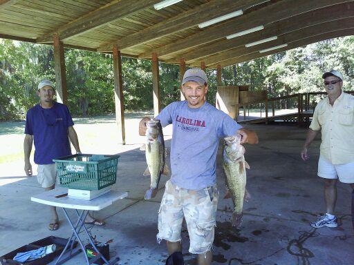 William with a double catch of largemouth bass, 2011